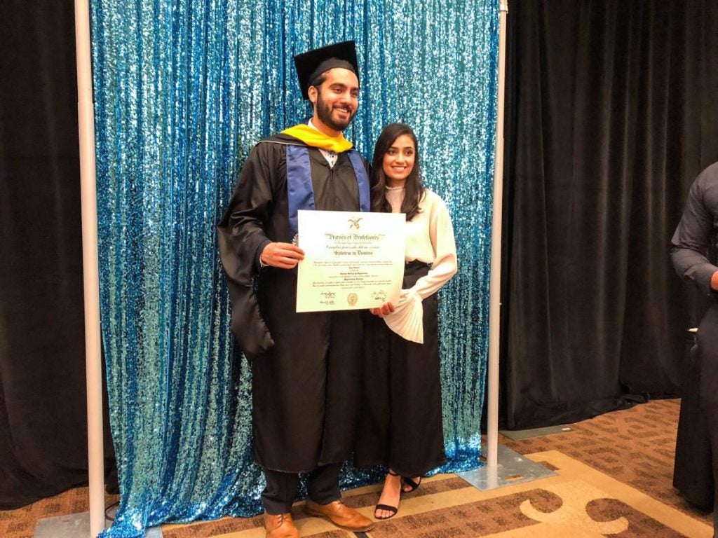 M.S. BSPA Graduate, Nyle Hamidi, making use of our awesome photobooth at the BGE reception